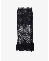 Rabanne - Jupe Floral-embroidered Stretch-lace Midi Skirt - Lyst