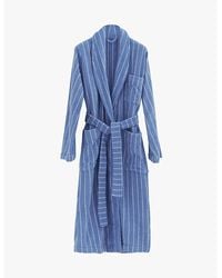 Tekla - Striped Shawl-Collar Organic-Cotton Robe - Lyst