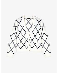 Maje - Diamond-pattern V-neck Knitted Cardigan - Lyst