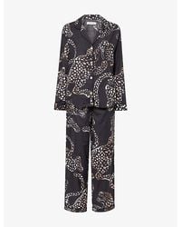 Desmond & Dempsey - Printed Regular-Fit Cotton-Poplin Pyjama Set - Lyst