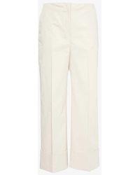 Theory - Pressed-crease Wide-leg Mid-rise Stretch-cotton Trousers - Lyst