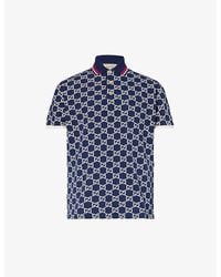 Gucci - Monogram-pattern Striped-trim Cotton Polo Shirt - Lyst