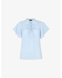 Whistles - Frill-Sleeve Tie-Front Woven Blouse - Lyst