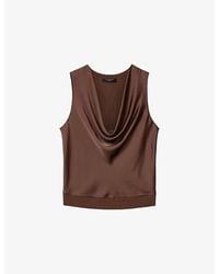 AllSaints - Zoey Cowl-Neck Woven And Knitted Top - Lyst