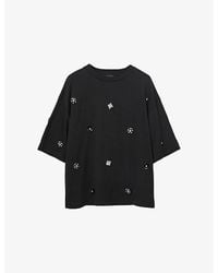 AllSaints - Amelie Crystal-Embellished Cotton-Jersey T-Shirt - Lyst