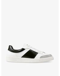 Sandro - Contrast-panel Logo-print Leather Low-top Trainers - Lyst