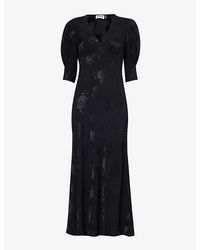 RIXO London - Zadie Floral-pattern Satin Midi Dress - Lyst