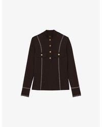 Reiss - Eva Contrast-Stitch Long-Sleeve Stretch-Knit Top - Lyst