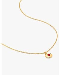 Monica Vinader - January Birthstone 18Ct-Plated Vermeil Sterling- And Garnet Pendant Necklace - Lyst