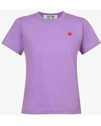 COMME DES GARÇONS PLAY - Heart-embroidered Cotton-jersey T-shirt - Lyst