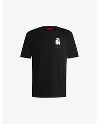 HUGO - Logo-Print Relaxed-Fit Cotton-Jersey T-Shirt - Lyst