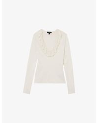 Reiss - X Atelier Rosie Ruffle-Neck Stretch Silk-Blend Top - Lyst