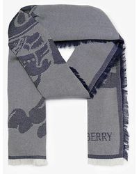 Burberry - Equestrian Knight Design Jacquard-pattern Wool-blend Scarf - Lyst
