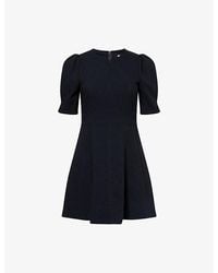ME+EM - Puff-Sleeve Fit-And-Flare Woven Mini Dress - Lyst
