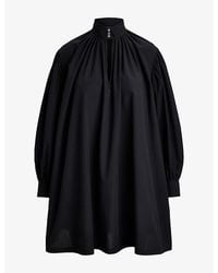 Polo Ralph Lauren - Pleated Tuxedo-Collar Cotton Mini Dress - Lyst