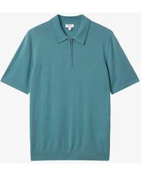 Reiss - Maxwell Half-zip Knitted Merino-wool Polo Shirt - Lyst
