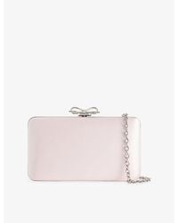 Self-Portrait - Crystal-Embellished Bow Satin Clutch Bag - Lyst
