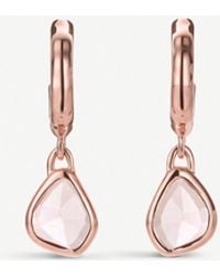 Monica Vinader - Siren Mini Nugget 18ct Rose Gold-plated Vermeil Silver And Rose Quartz Hoop Earring - Lyst
