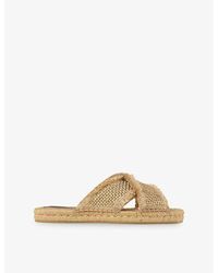 Jimmy Choo - Aciel Flat Woven Raffia Sandals - Lyst