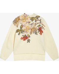 Ted Baker - Evhaa Floral-print Long-sleeve Knitted Jumper X - Lyst
