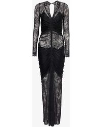 Rabanne - Floral-embellished Semi-sheer Stretch-lace Maxi Dress - Lyst