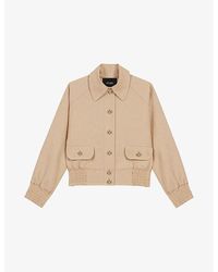Maje - Cropped Linen And Cotton-Blend Woven Bomber Jacket - Lyst
