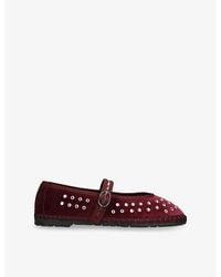 Flabelus - Mae Studded Velvet Mary-Jane Flats - Lyst