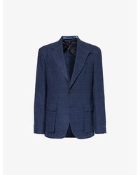 Polo Ralph Lauren - Vy Glenplaid Regular-fit Notched-lapel Linen And Wool-blend Jacket - Lyst