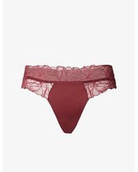 Calvin Klein - Perfectly Fit Lace Stretch-Woven Thong - Lyst