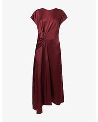 Victoria Beckham - Aria Twisted-Waist Satin Midi Dress - Lyst