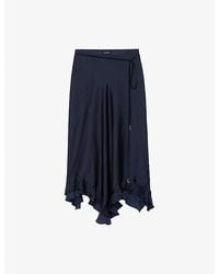 Zadig & Voltaire - Jeto Asymmetric-Hem Satin Midi Skirt - Lyst