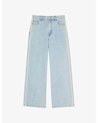 Sandro - Bead-Embellished Straight-Leg Denim Jeans - Lyst