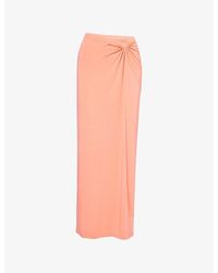 GOOD AMERICAN - Ruched Mid-Waist Stretch-Woven Maxi Skirt - Lyst