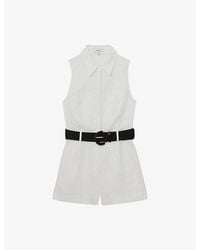 Reiss - Taylor Belted-Waist Linen Playsuit - Lyst