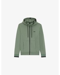 BOSS - Branded Zip-Up Stretch-Jersey Hoody - Lyst