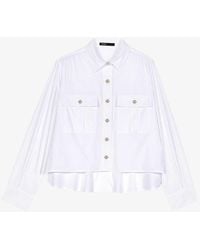 Maje - Patch-pocket Cropped Stretch-cotton Shirt - Lyst