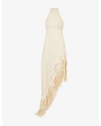 Rebirth - Fringed Asymmetric Woven Maxi Dress - Lyst
