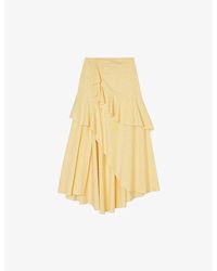 Sandro - Stripe-pattern Cotton Midi Skirt - Lyst