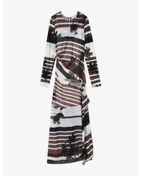Reiss - Chiara Abstract-Print Stretch-Mesh Maxi Dress - Lyst