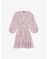 Maje - Floral-Print Pleated Woven Mini Dress - Lyst