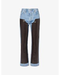 Agolde - Diary/cola Ind W/ B) Ryder Recycled-leather Panel Organic-cotton Jeans - Lyst