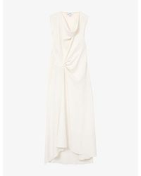Reiss - Dorota Draped Cowl-Neck Woven Midi Dress - Lyst