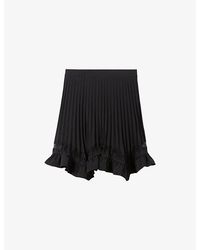 Claudie Pierlot - Pleated Lace-Trim Woven Mini Skirt - Lyst