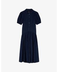 Whistles - Textured Dropped-Waist Knitted Midi Dress - Lyst