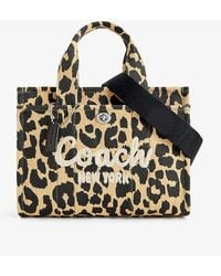COACH - Logo-embroidered Leopard-print Canvas Tote Bag - Lyst