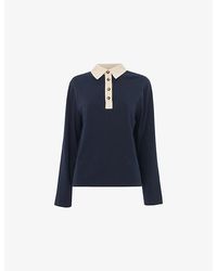 Whistles - Long-Sleeved Contrast-Trim Cotton Polo Shirt - Lyst