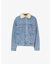 Givenchy - Logo-embroidered Contrast-collar Denim Jacket - Lyst