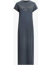 AllSaints - Randal Anna Western-embroidered Relaxed-fit Organic-cotton Maxi Dress - Lyst