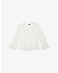 The Kooples - Lace V-Neck Woven Top - Lyst