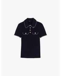 Maje - Flap-Pocket Ribbed Stretch-Knit Polo Shirt - Lyst